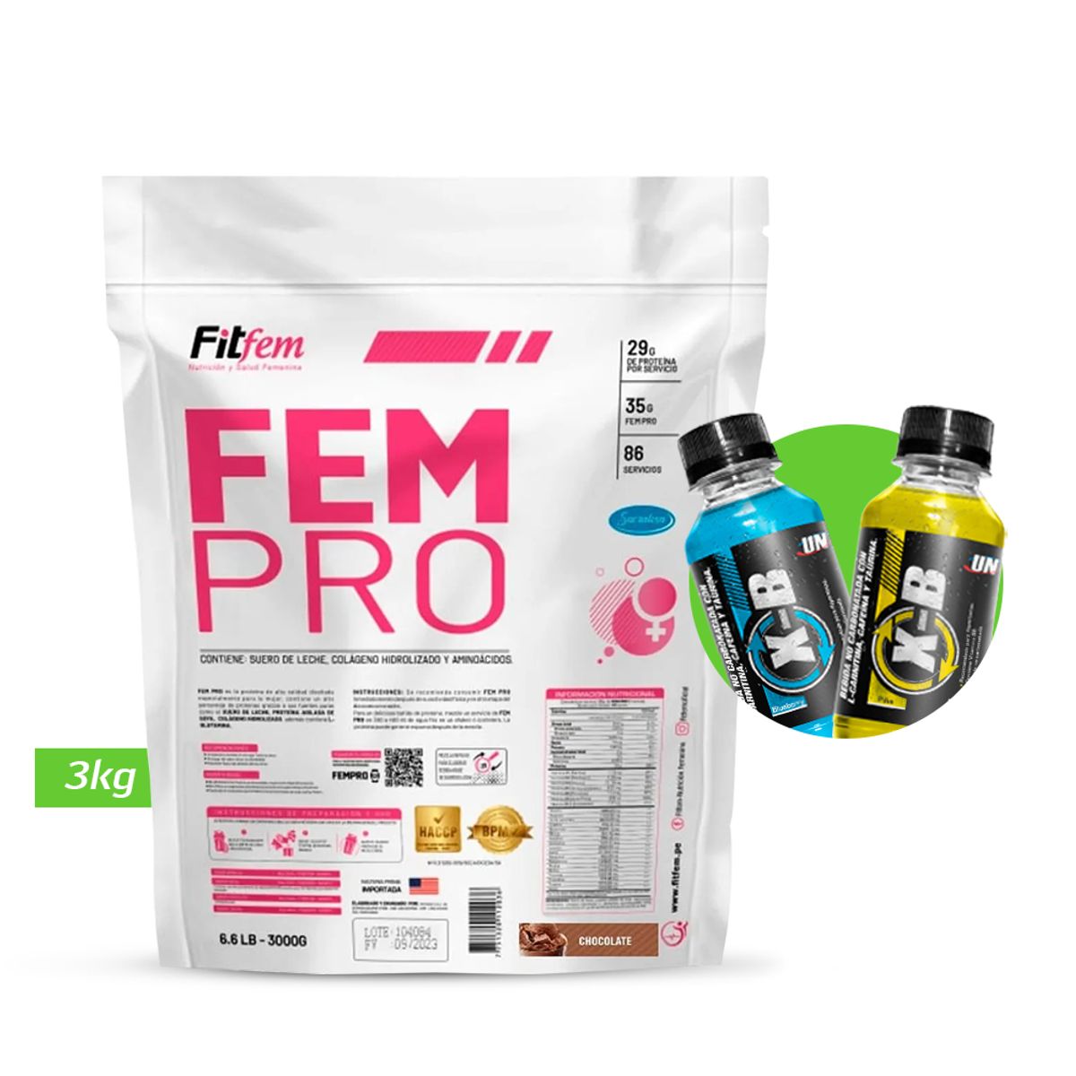FITFEM - FEM PRO 3KG PROTEINA FITFEM Chocolate + REGALOS