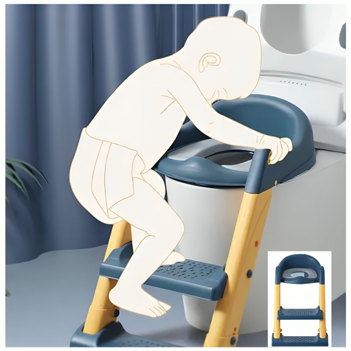 GENERICO - Escalera Con Asiento Incorporado Para Ir Al Baño Para Niños