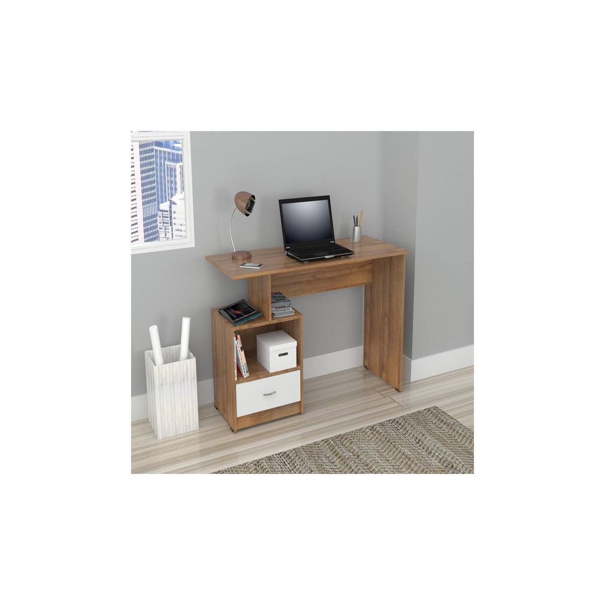 TU MESITA - Escritorio Práctico 1 cajón Sandro color Castaño TU MESITA