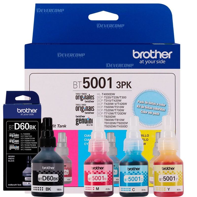 BROTHER - Pack de Tintas Brother BT5001 3PK + BTD60BK