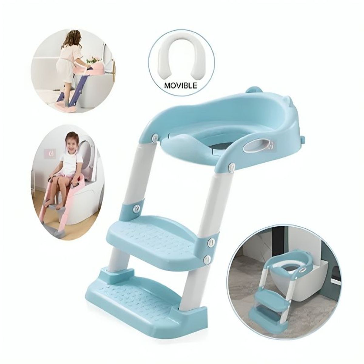 GENERICO - Escalera Con Asiento Incorporado Para Ir Al Baño Para Niños