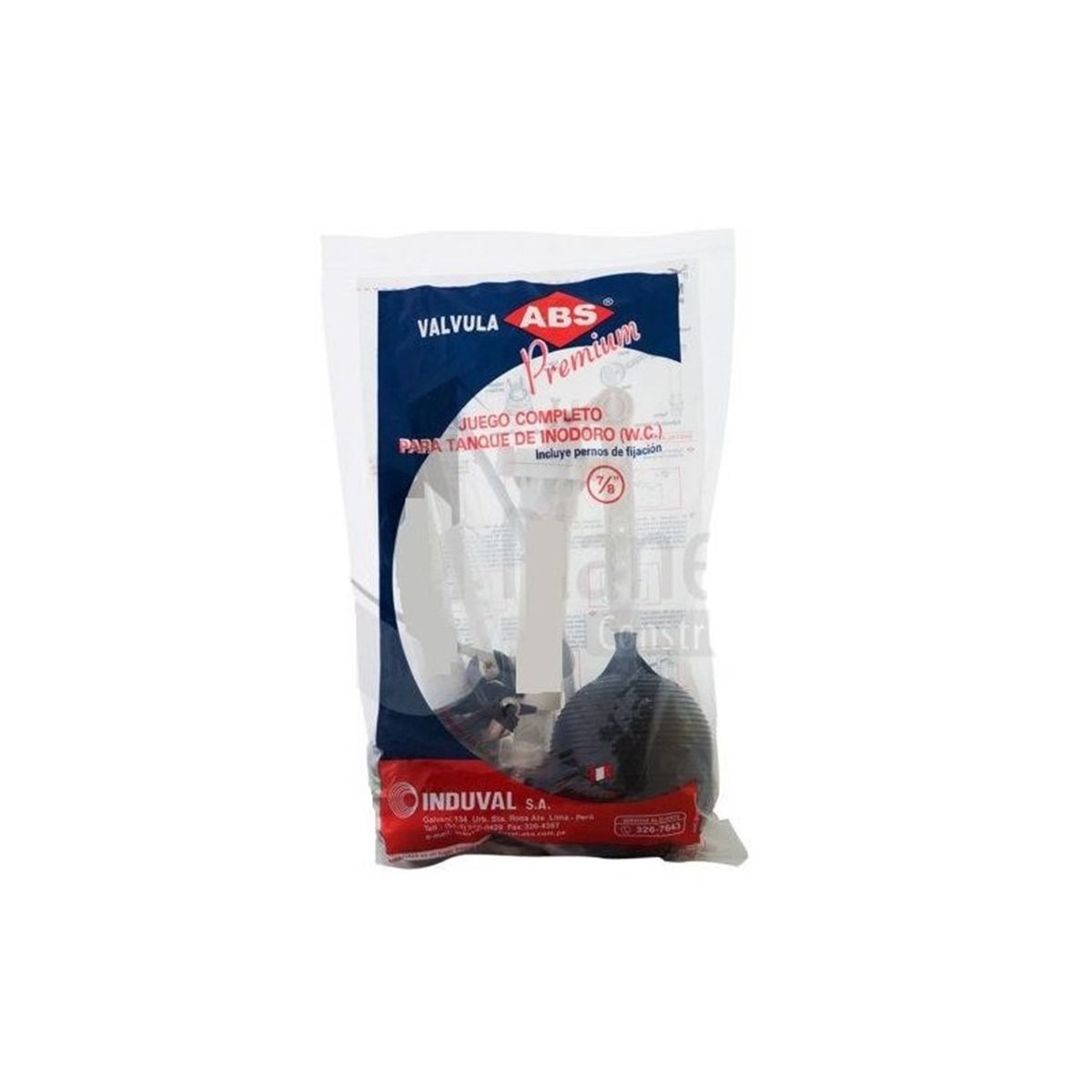 INDUVAL - KIT DE ACCESORIOS PARA TANQUE DE INODORO 7/8"  ABS PREMIUM INDUVAL