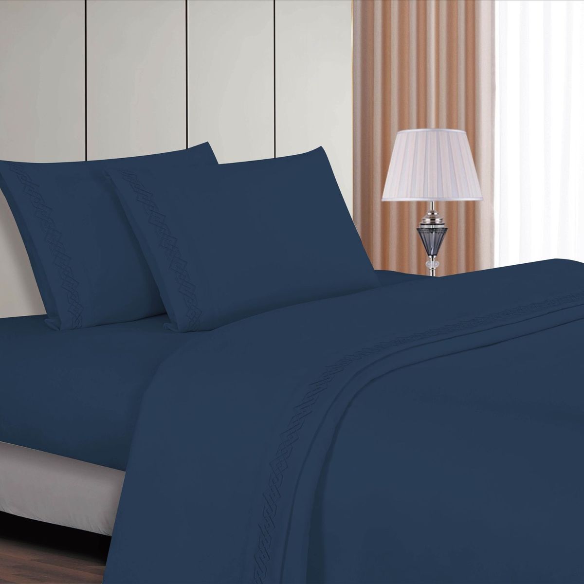 CASATEX - Juego de sabanas Queen 100% algodón con bordado