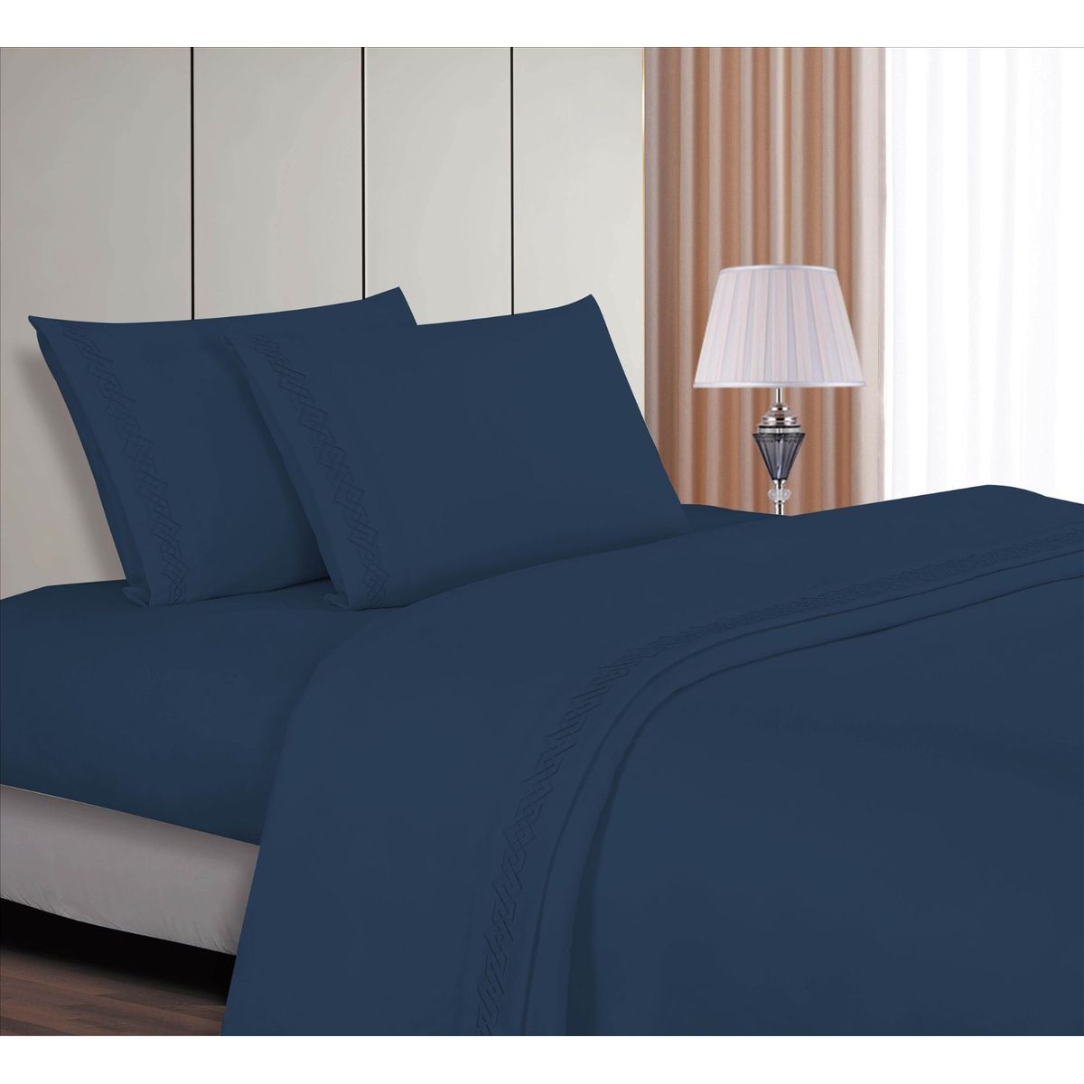 CASATEX - Juego de sabanas Queen 100% algodón con bordado