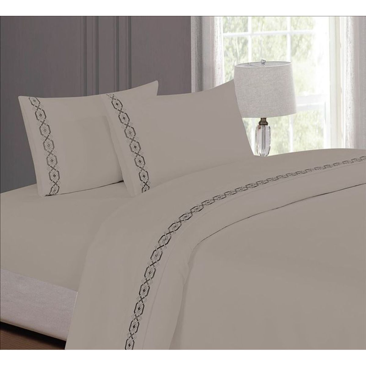 CASATEX - Juego de sabanas Queen 100% algodón con bordado