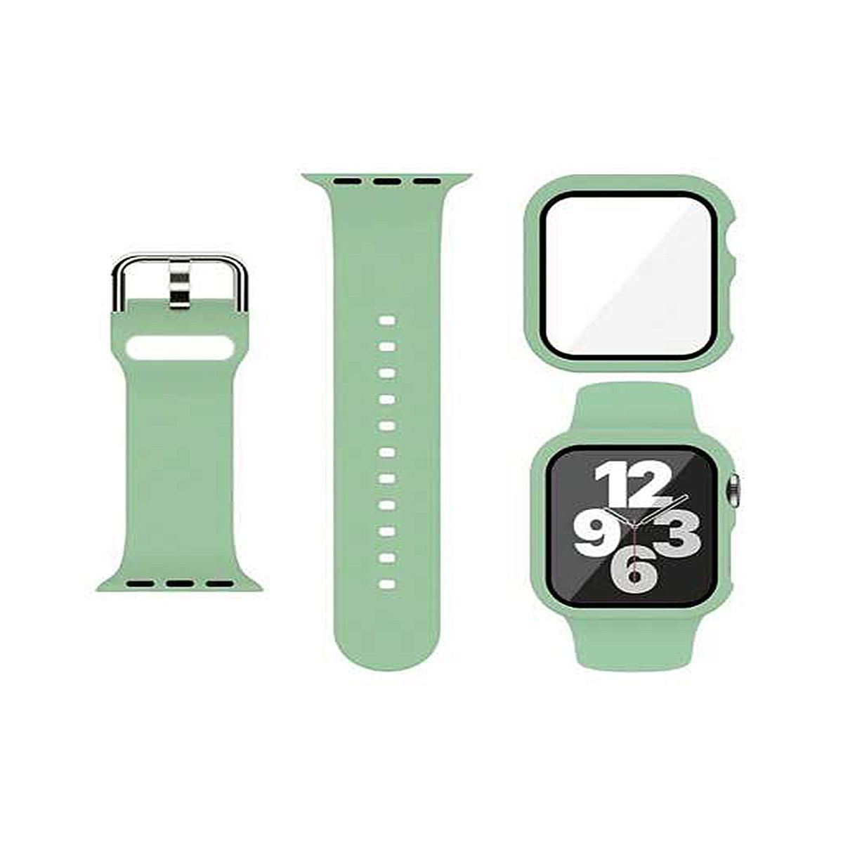 GENERICO - Bumper y correa silicona apple watch 44mm serie 1 2 3 4 5 6 t500 verde