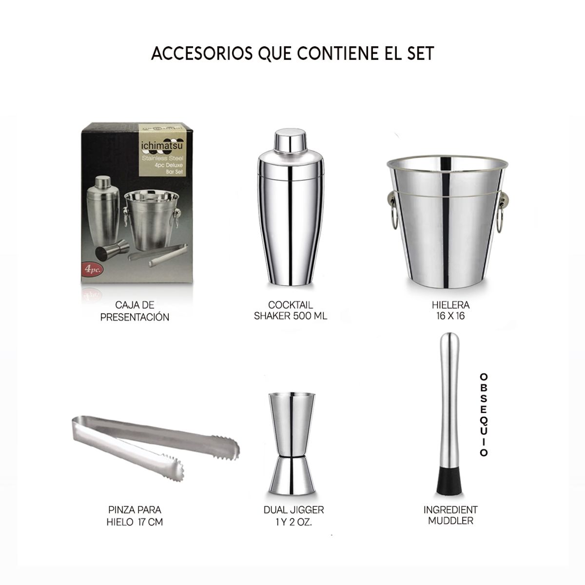 ICHIMATSU - Set de Bar Deluxe Ichimatsu x 4 Piezas + Obsequio