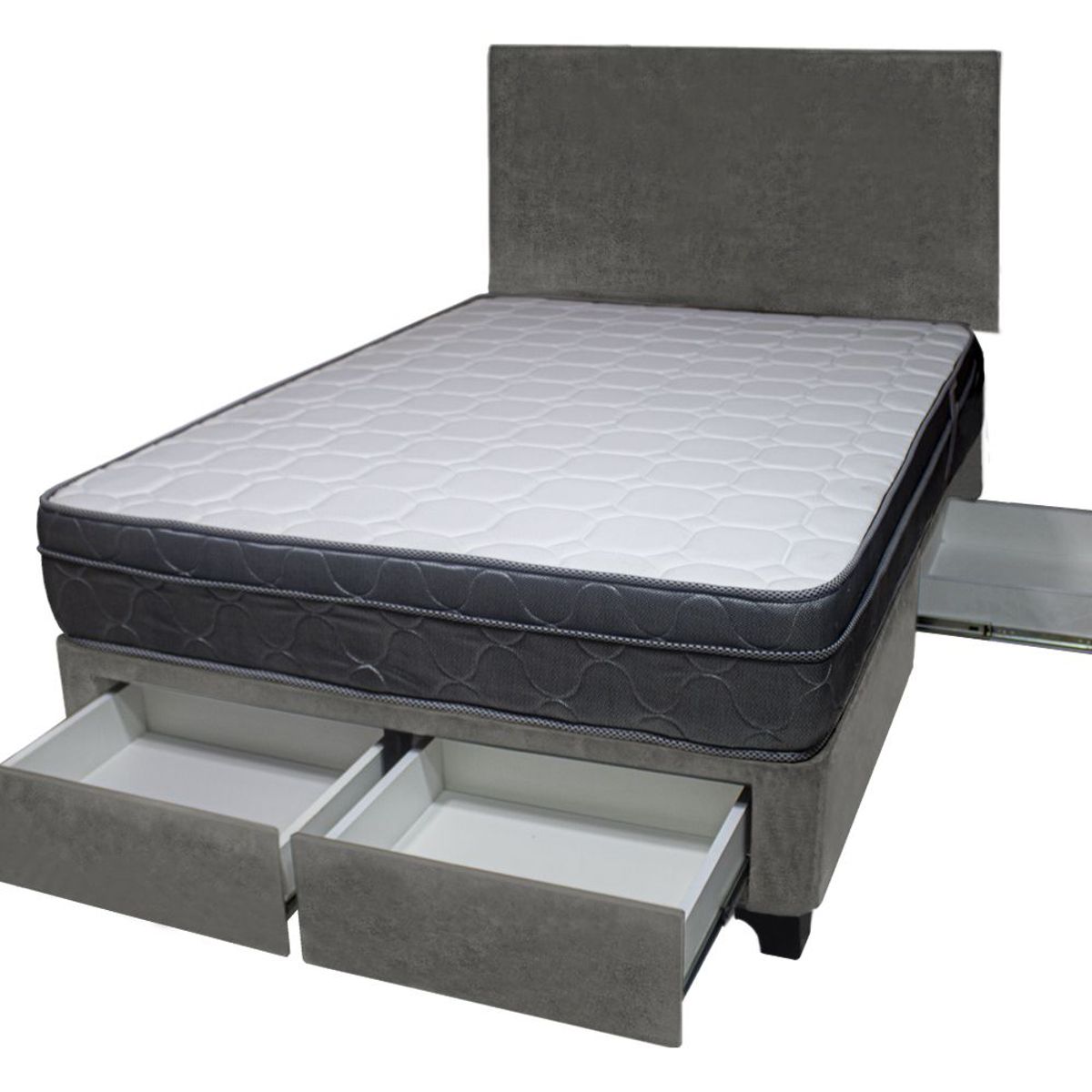 BARAKA HOME - Dormitorio Turin + 4 Cajones 2 Plz + Cabecera - Gris Oscuro