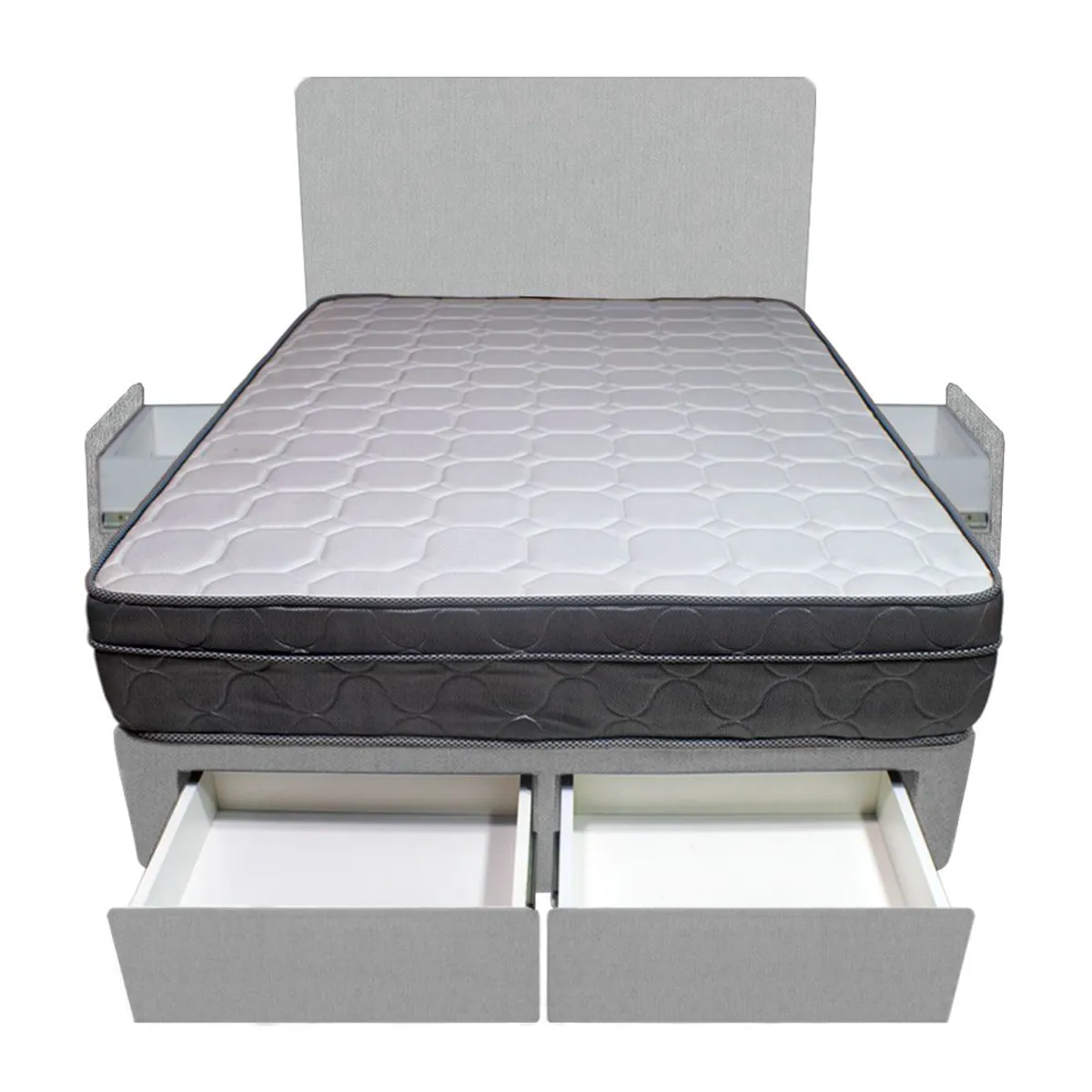 BARAKA HOME - Dormitorio Turin + 4 Cajones 2 Plz + Cabecera - Gris Claro
