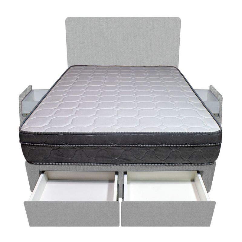 BARAKA HOME - Dormitorio Turin + 4 Cajones 2 Plz + Cabecera - Gris Claro
