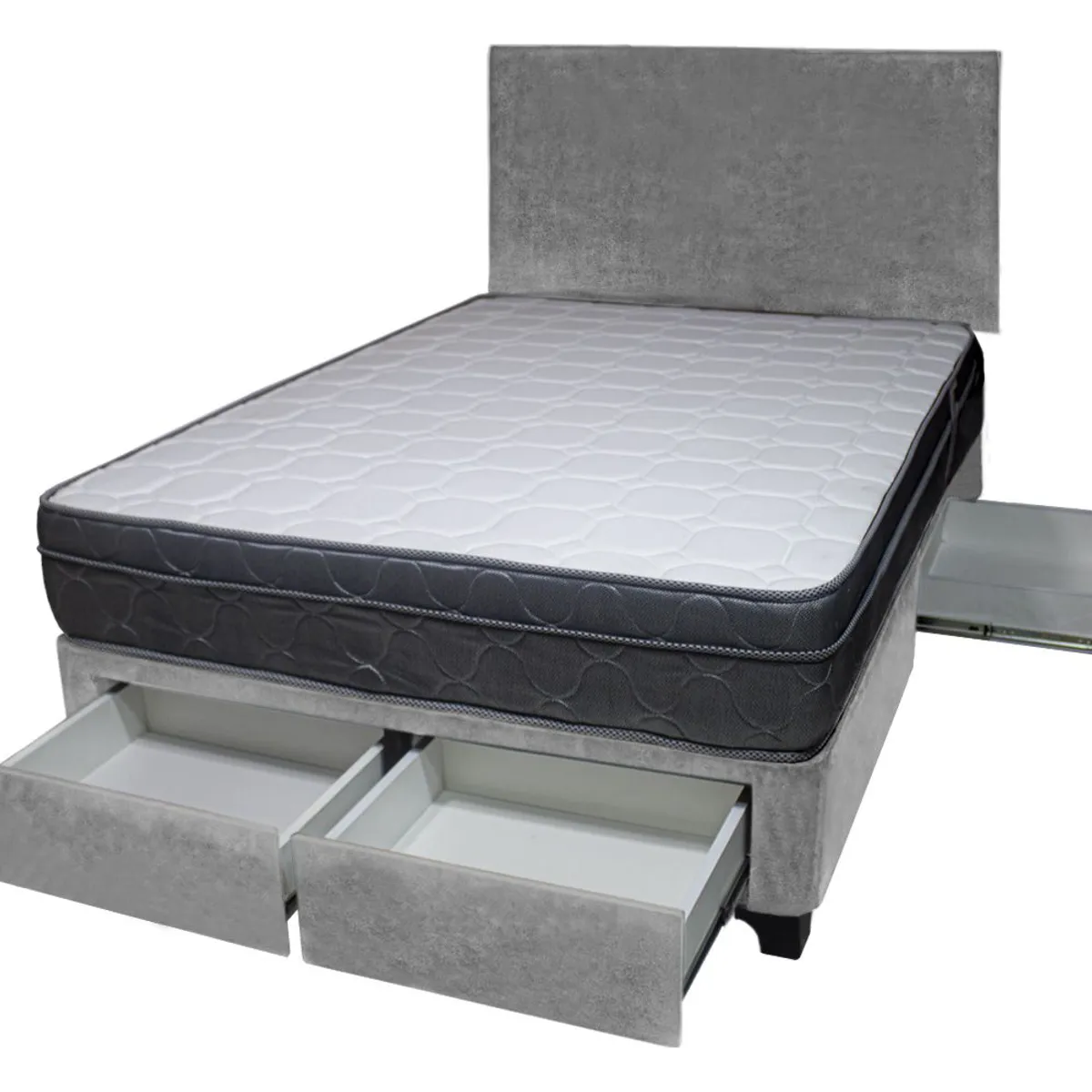 BARAKA HOME - Dormitorio Turin + 4 Cajones 2 Plz + Cabecera - Gris Claro