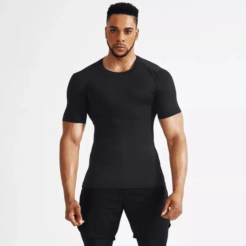 ALPHA GYM - Polo deportivo para hombres Camiseta licrada Gym Negro