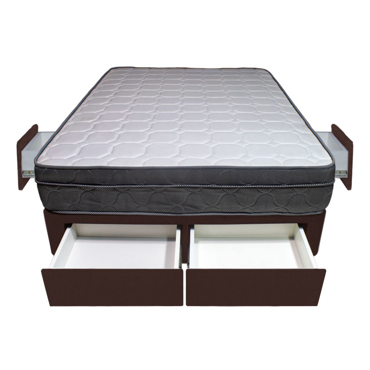 BARAKA HOME - Cama Turin + 4 Cajones 2 Plz + 2 almohadas - Chocolate