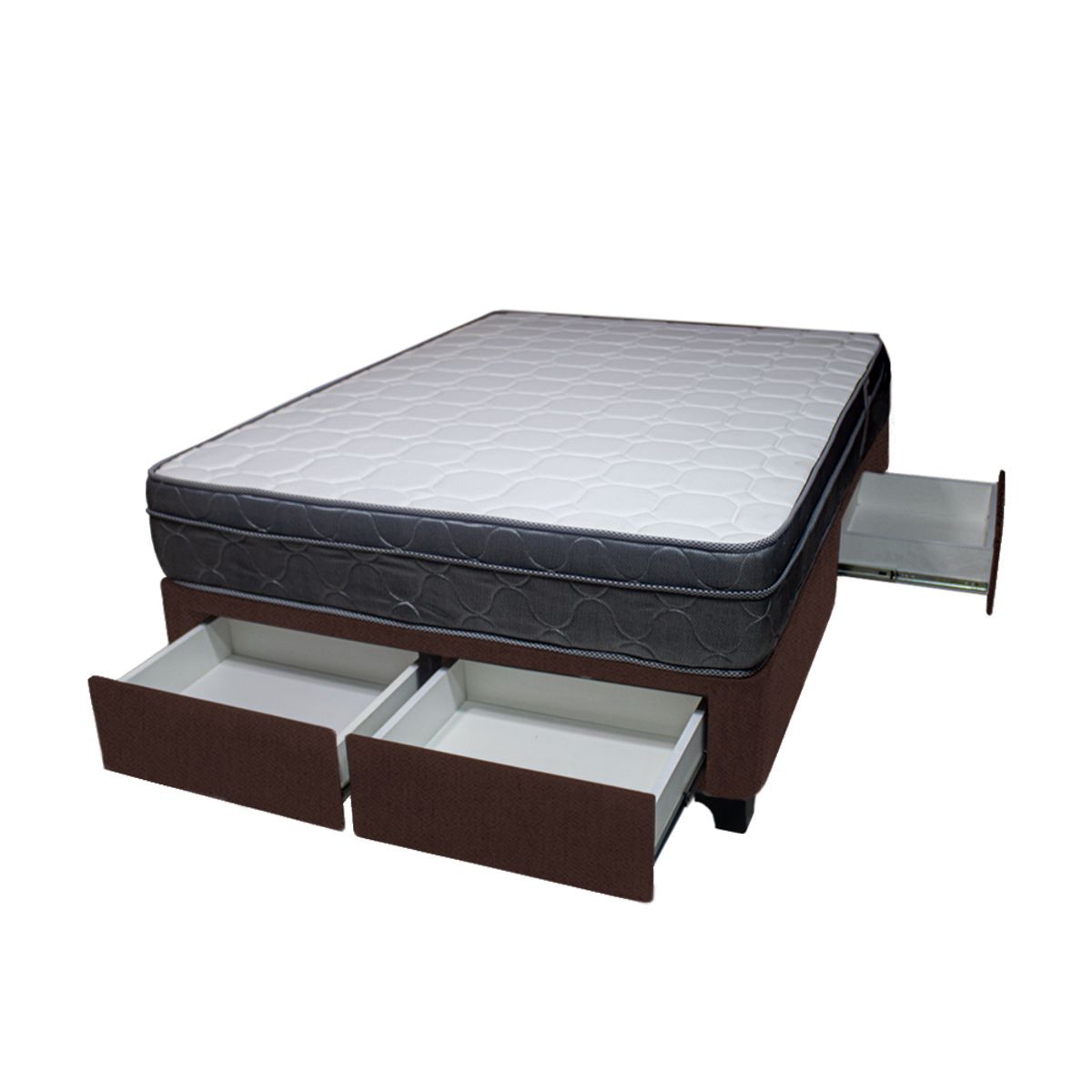 BARAKA HOME - Cama Turin + 4 Cajones 2 Plz + 2 almohadas - Chocolate