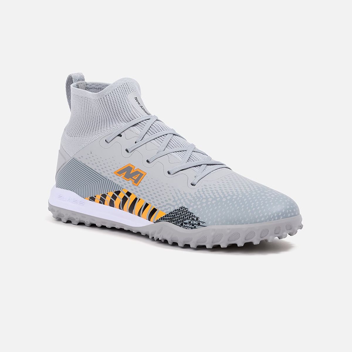 NEW ATHLETIC - ZAPATILLAS NEW ATHLETIC FOOTBALL SLABS81 GRIS CLARO CON NARANJA JUVENIL