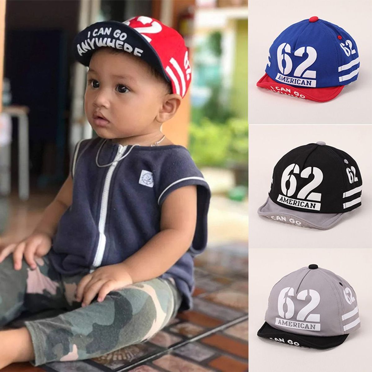 KAST PE - Gorra tipo Beisbol American niño Bebé 1 a 3 años - Azul