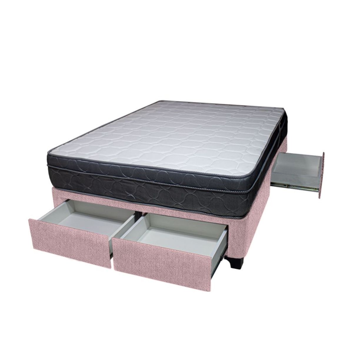 BARAKA HOME - Cama Turin + 4 Cajones 2 Plz + 2 almohadas - Rosado
