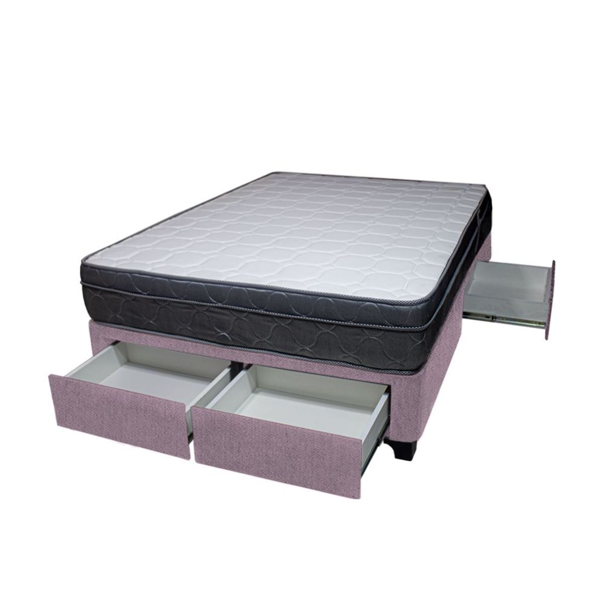 BARAKA HOME - Cama Turin + 4 Cajones 2 Plz + 2 almohadas - Lila