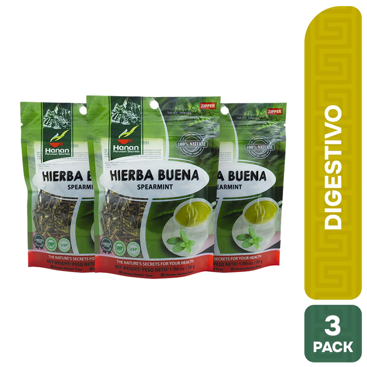 HANAN PERUVIAN SECRETS - Hierba Buena Infusión Hanan Tripack 30g
