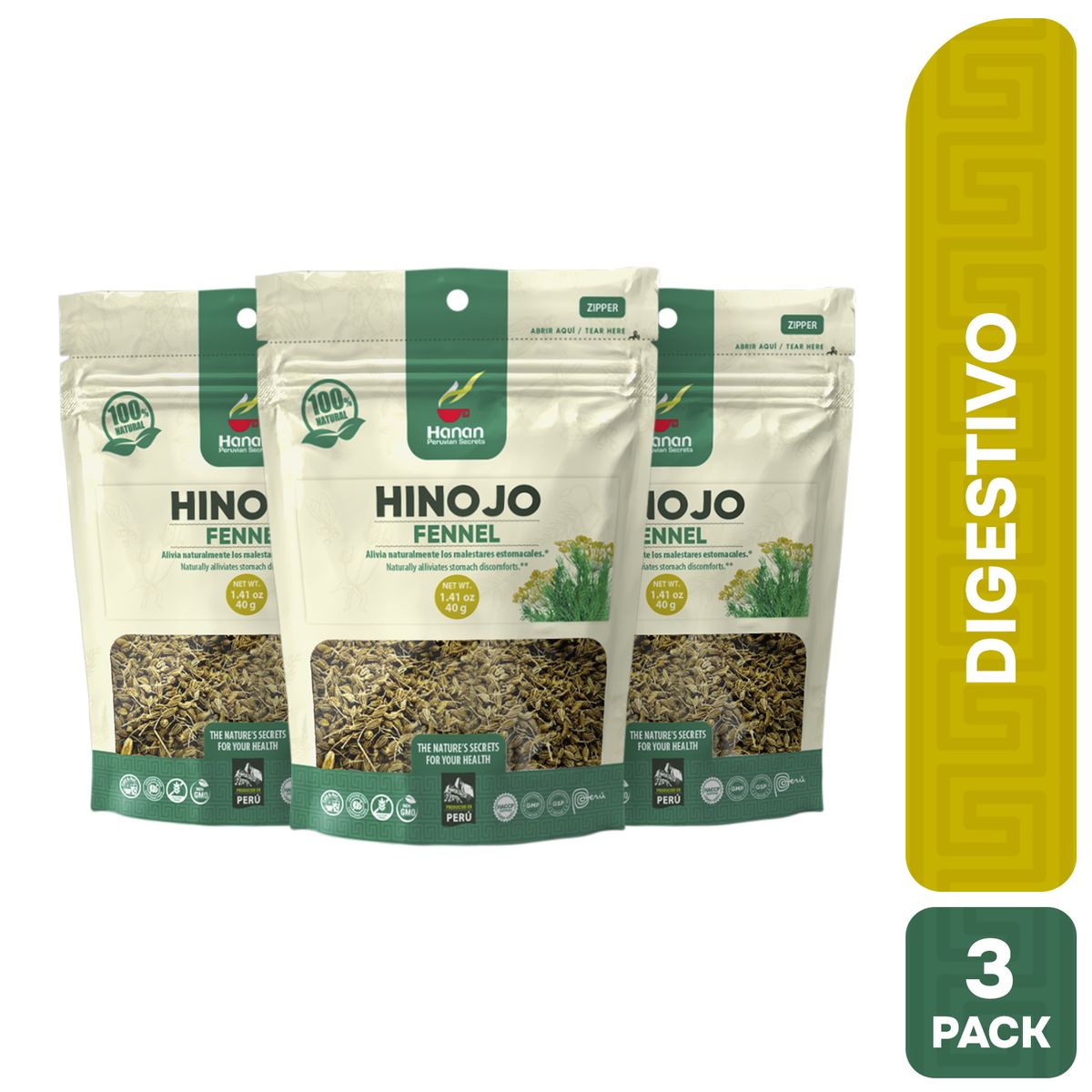 HANAN PERUVIAN SECRETS - Hinojo Infusión Hanan Tripack 40g