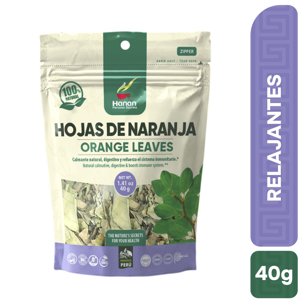 HANAN PERUVIAN SECRETS - Hojas de Naranja Infusión Hanan Tripack 40g