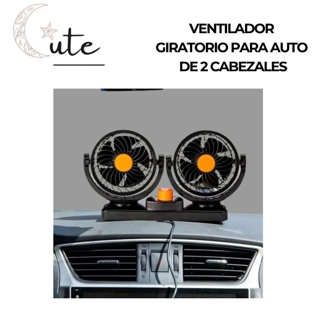 GENERICO - VENTILADOR PARA AUTO DE DOBLE CABEZAL 360°