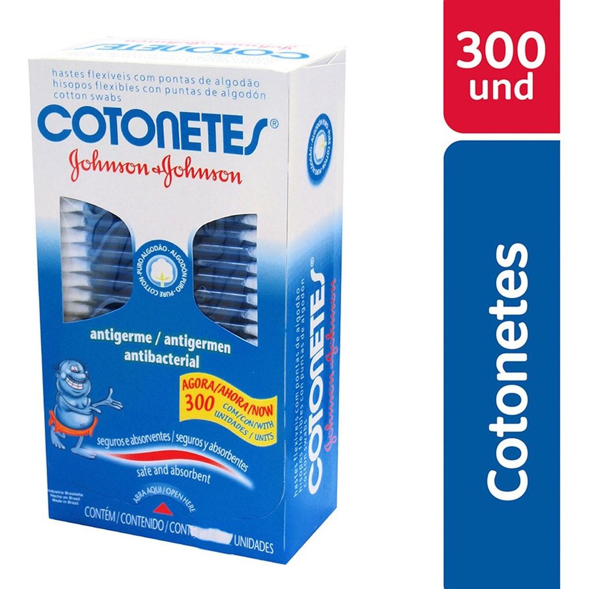 JOHNSON AND JOHNSON - Hisopos Cotonetes de Algodón Johnsons 300 unidades