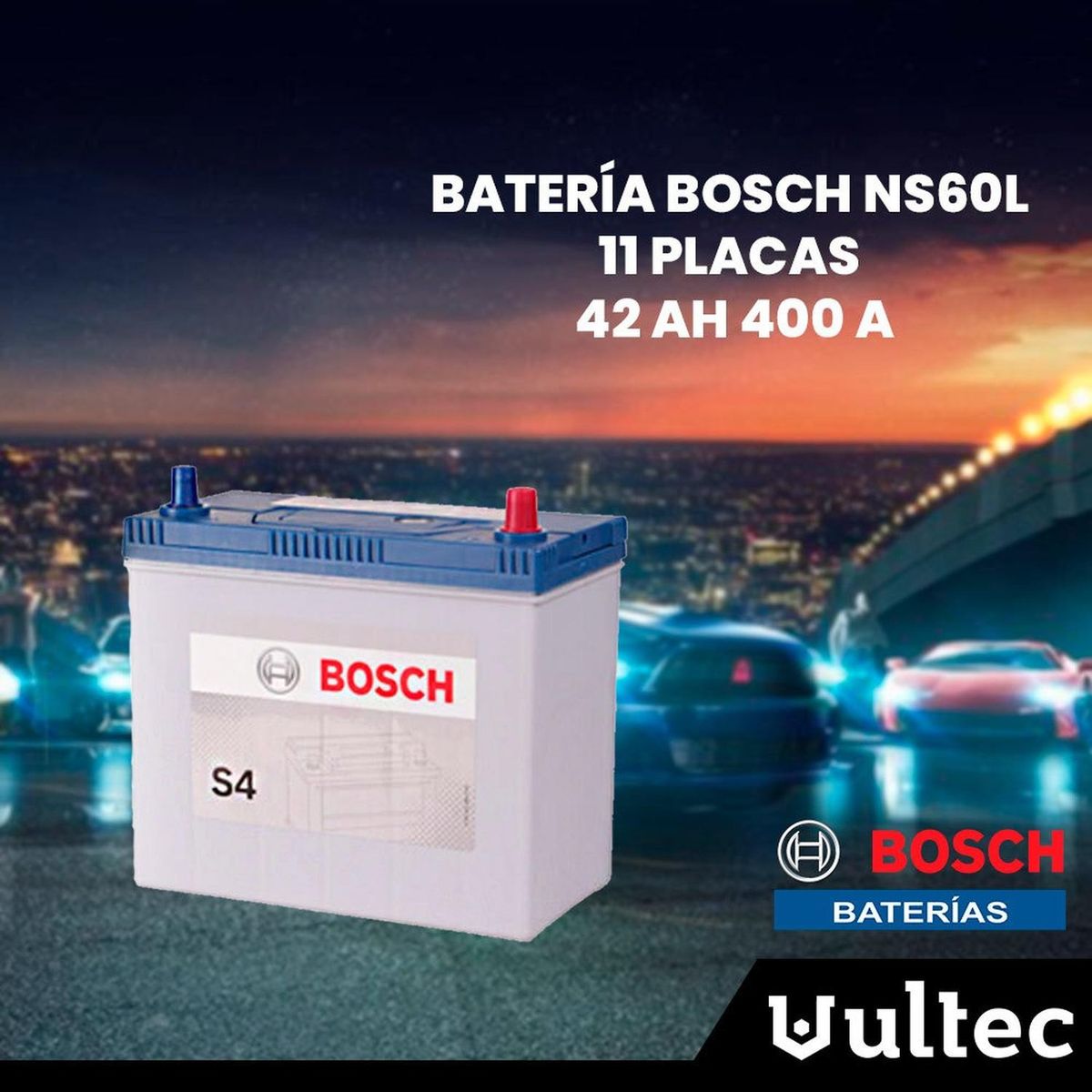 BOSCH - Batería Bosch NS60L 42Ah CCA400 12V Polo Izquierdo Auto