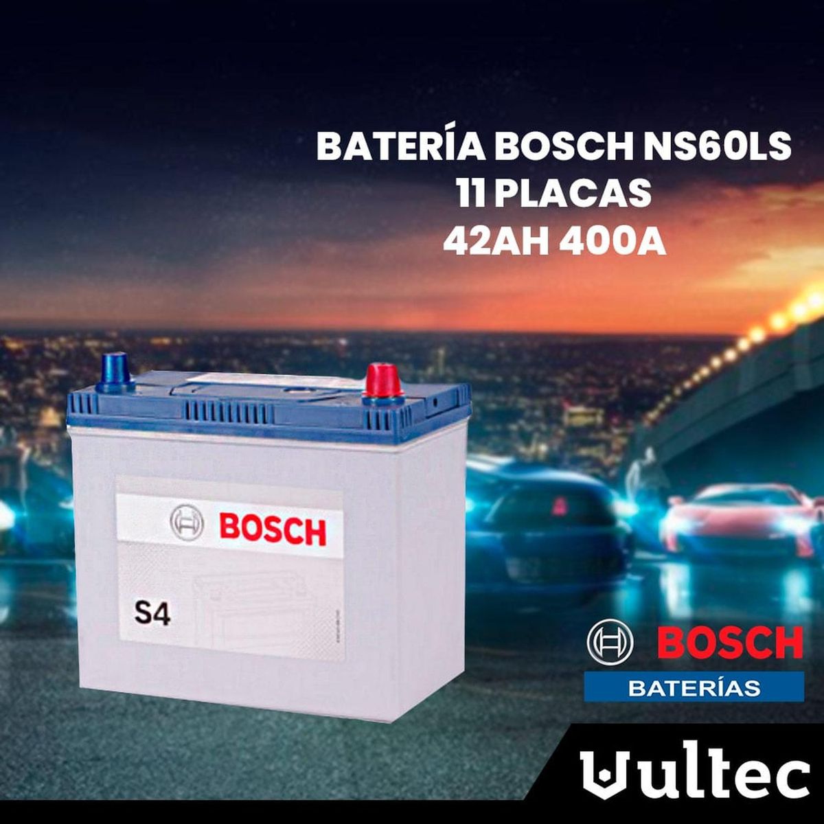 BOSCH - Batería Bosch NS60LS 42Ah CCA400 12V Polo Izquierdo Auto