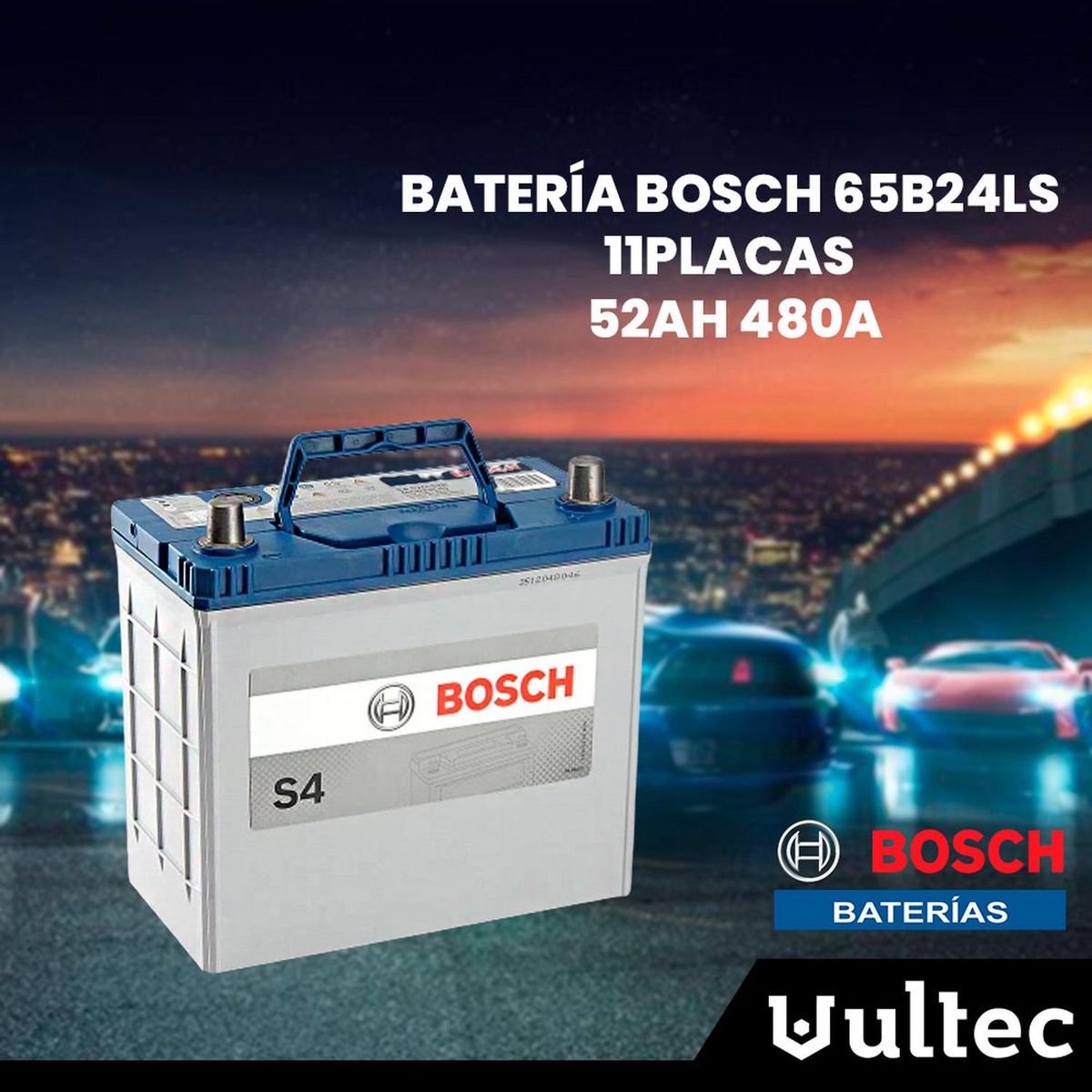 BOSCH - Batería Bosch 65B24LS 52Ah CCA480 12V para Auto