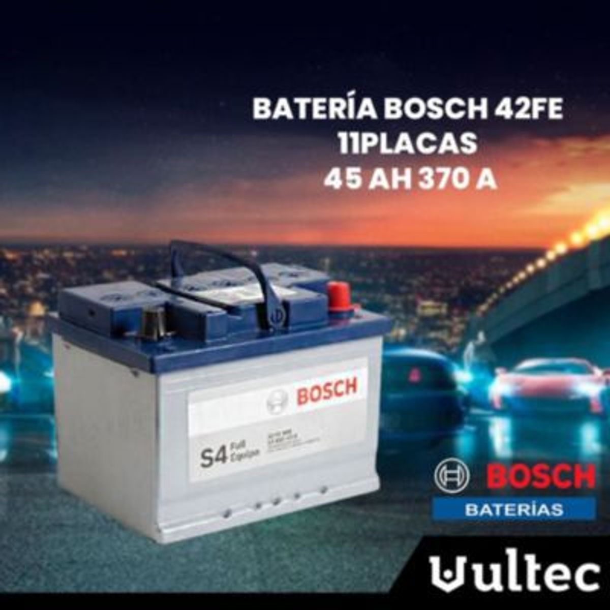 BOSCH - Batería Bosch S4 45D 42FE 45Ah CCA370 12V para Auto