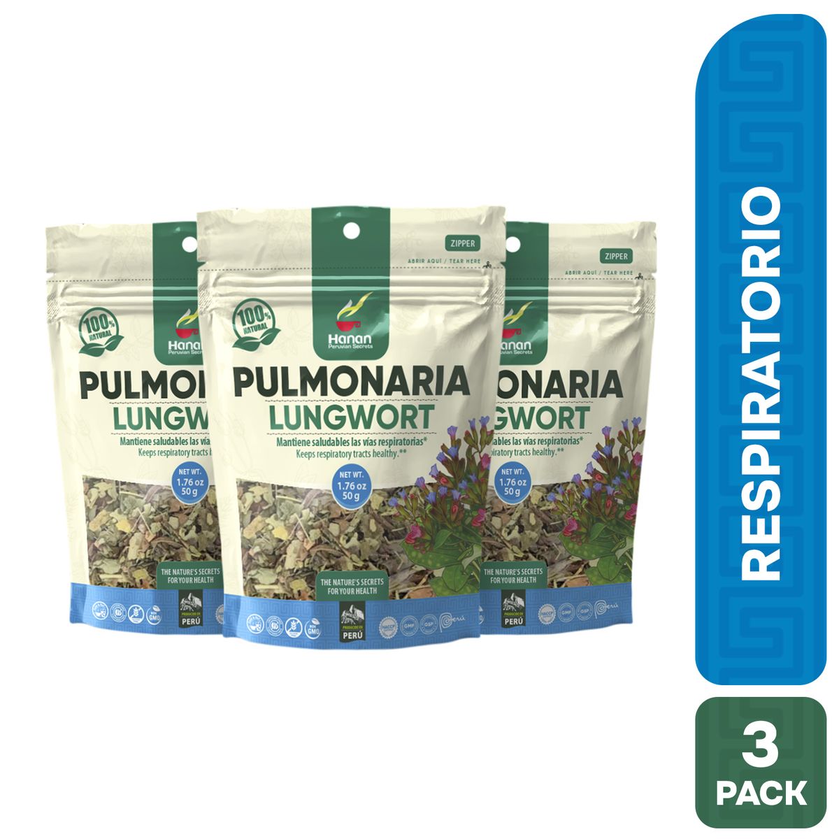 HANAN PERUVIAN SECRETS - Pulmonaria Infusión Hanan Tripack 50g