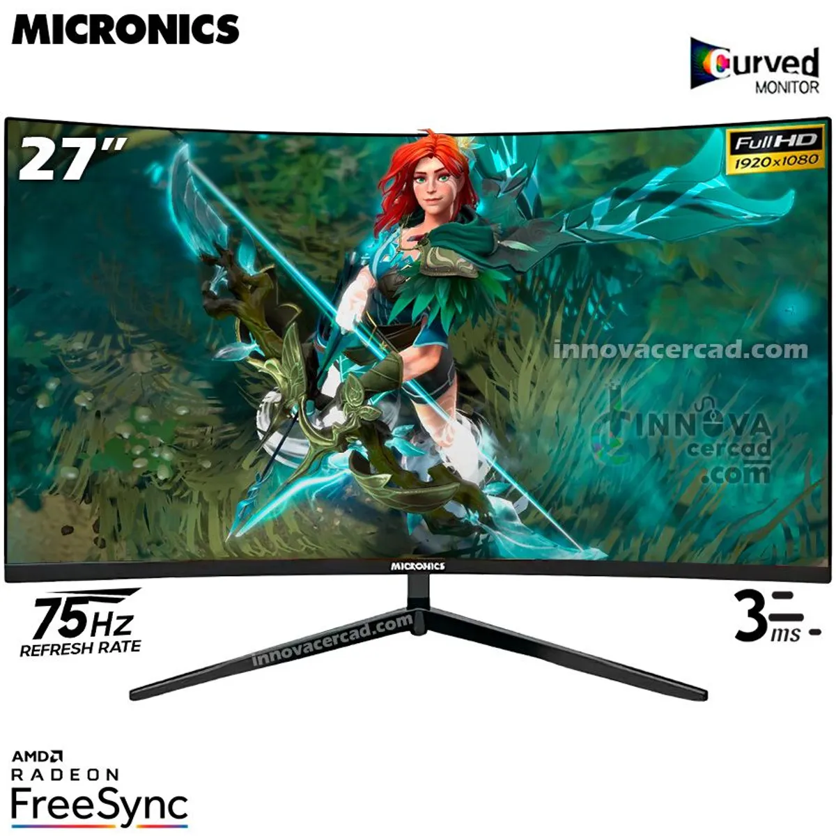 MICRONICS - MONITOR MICRONICS LED 27  DG27FC  GAMING  CURVO  3MS  75HZ  FHD