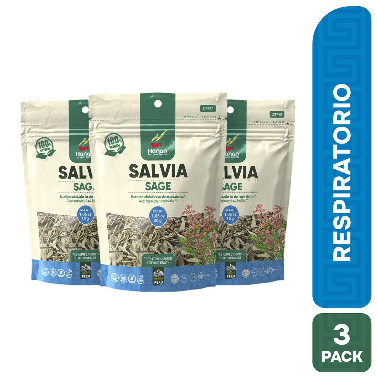 HANAN PERUVIAN SECRETS - Salvia Infusión Hanan Tripack 30g