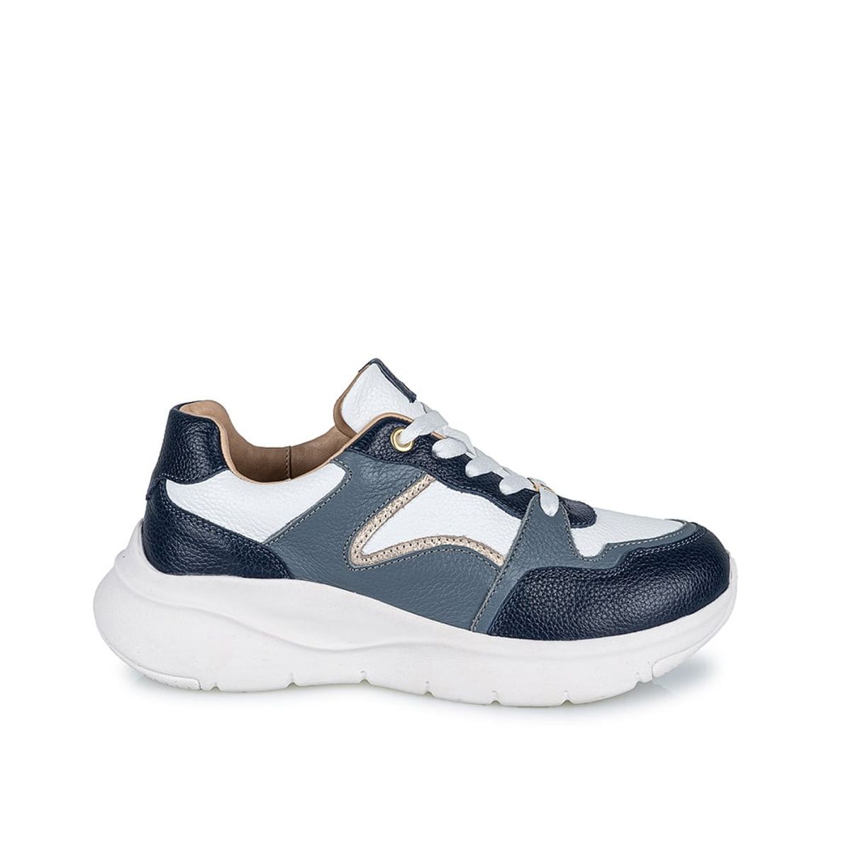 VIALE - Zapatilla Casual REC-2403 Blan/Azul Viale Cuero