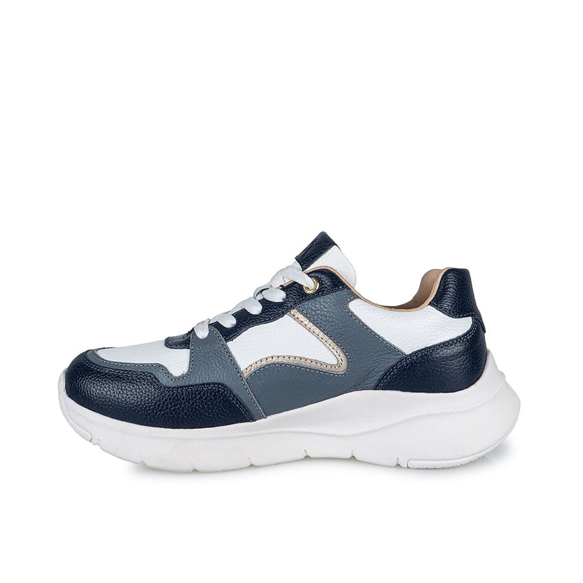 VIALE - Zapatilla Casual REC-2403 Blan/Azul Viale Cuero