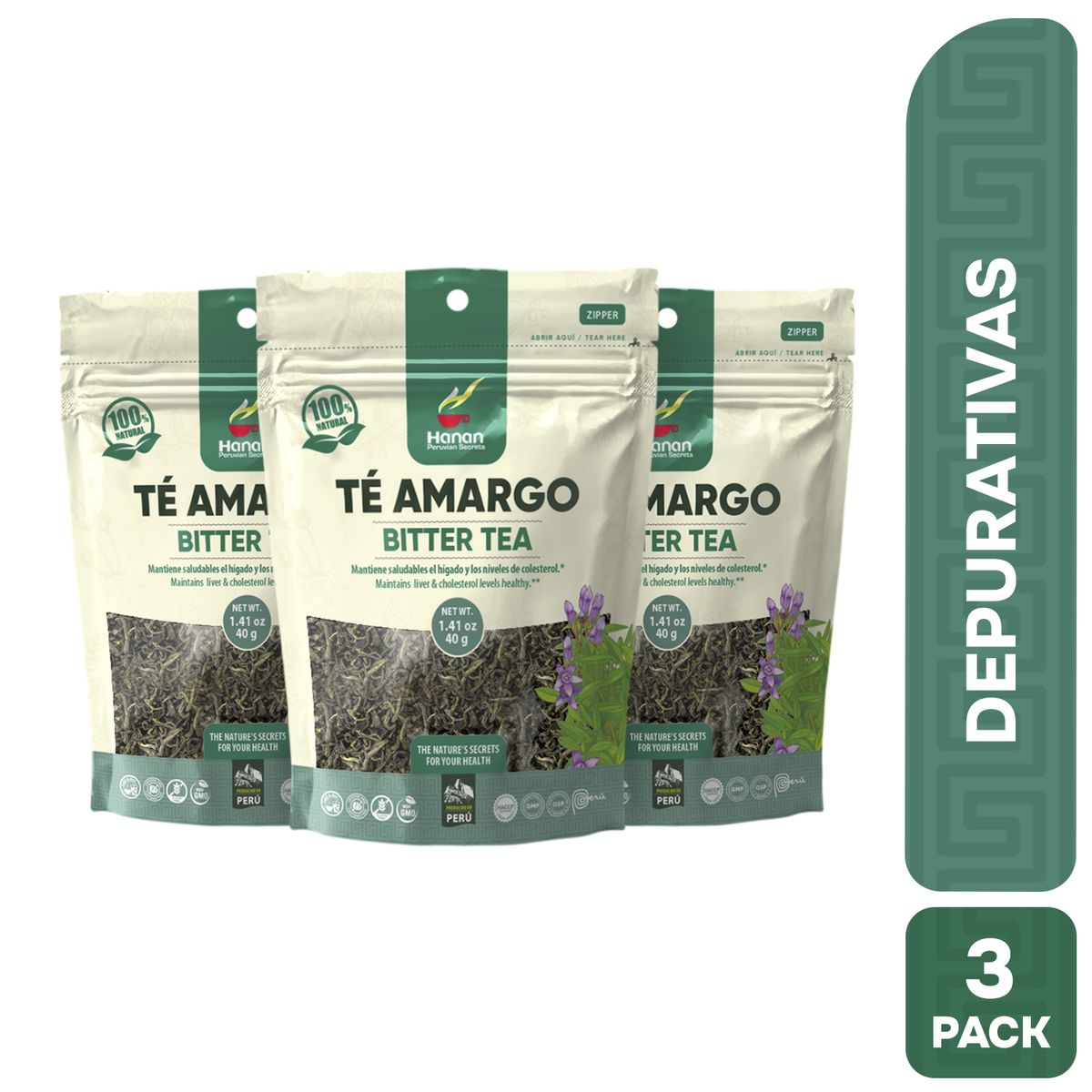 HANAN PERUVIAN SECRETS - Té Amargo Infusión Hanan Tripack 40g