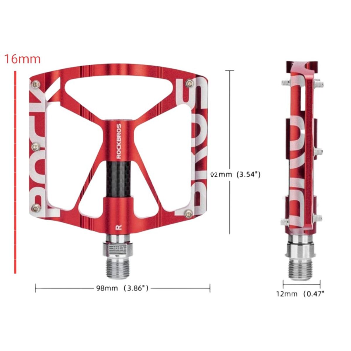 ROCKBROS - Pedales de Aluminio Rockbros para bicicleta K307T - Rojo