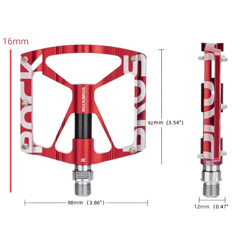 ROCKBROS - Pedales de Aluminio Rockbros para bicicleta K307T - Rojo
