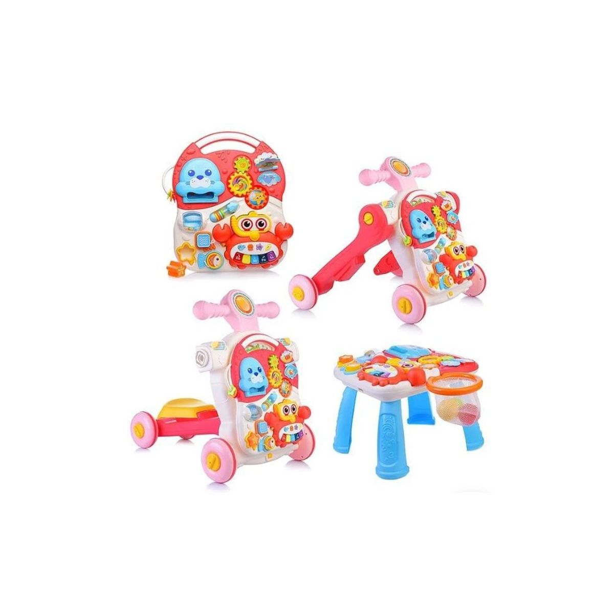 HUANGER - CAMINADOR MULTIFUNCIONAL 4 EN 1 ROSADO