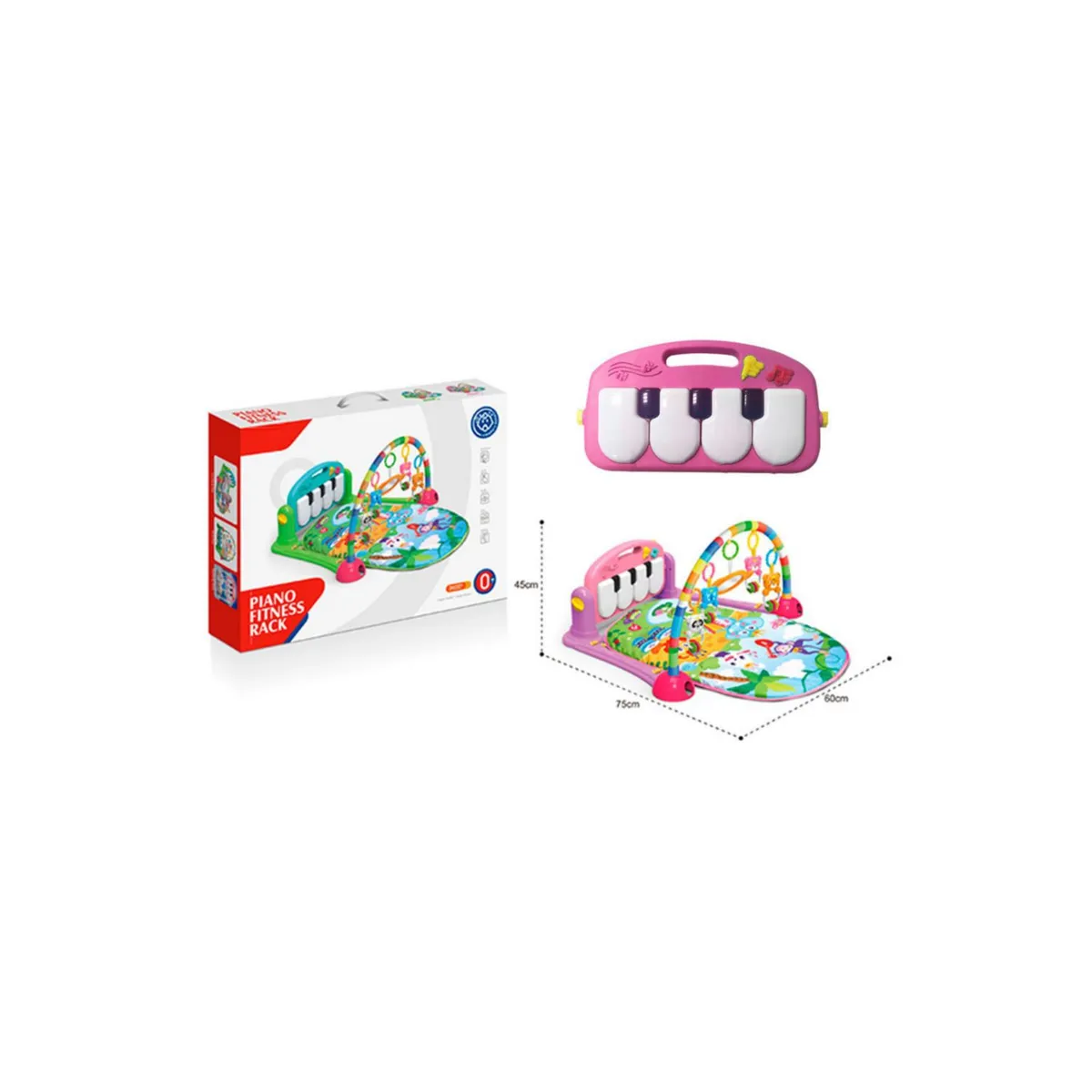 HUANGER - GIMNASIO PARA BEBE CON  PIANO   LUZ + MÚSICA ROSADO