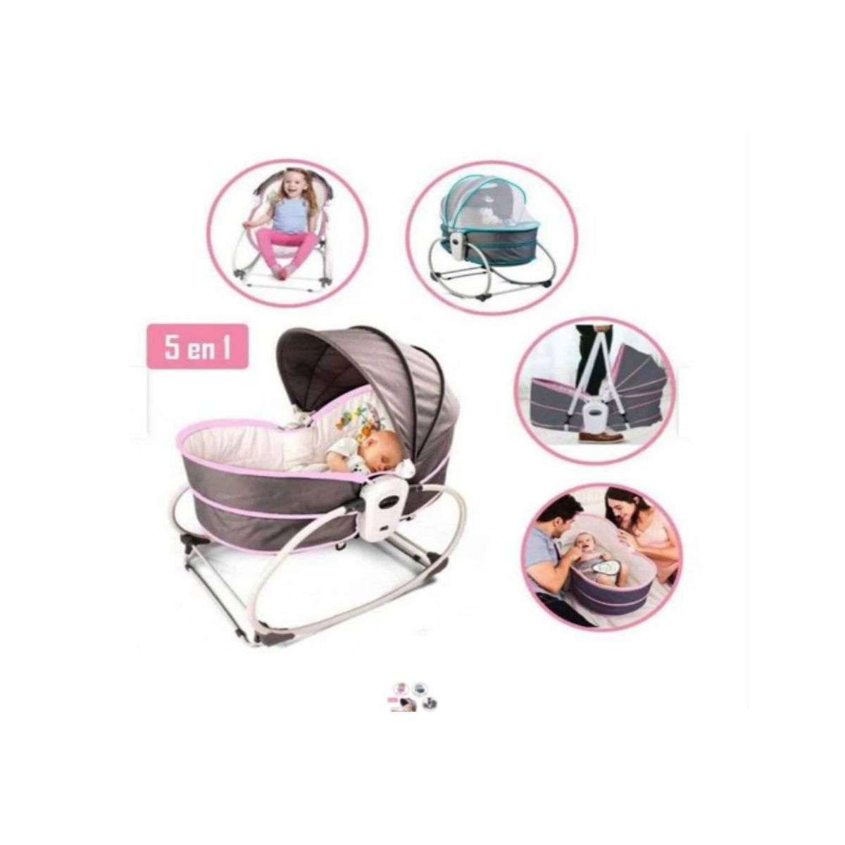 GENERICO - Mecedora Portátil  Multifuncional 5 en 1 Rosado