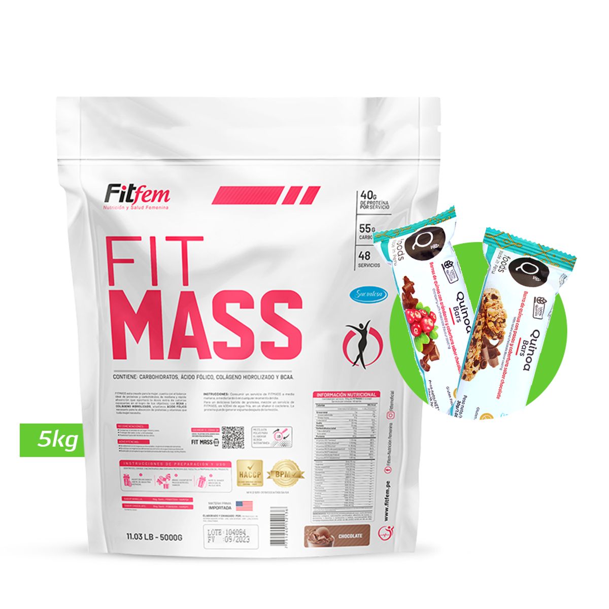 UNIVERSE NUTRITION - FIT MASS 5GK GANADOR DE MASA FITFEM Chocolate + REGALO