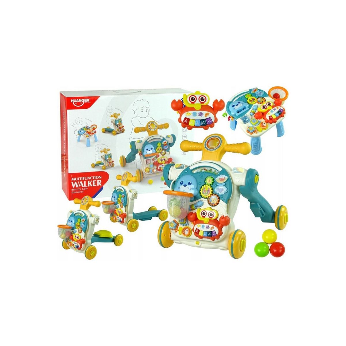 HUANGER - Andador Multifuncional  4 en 1 Azul