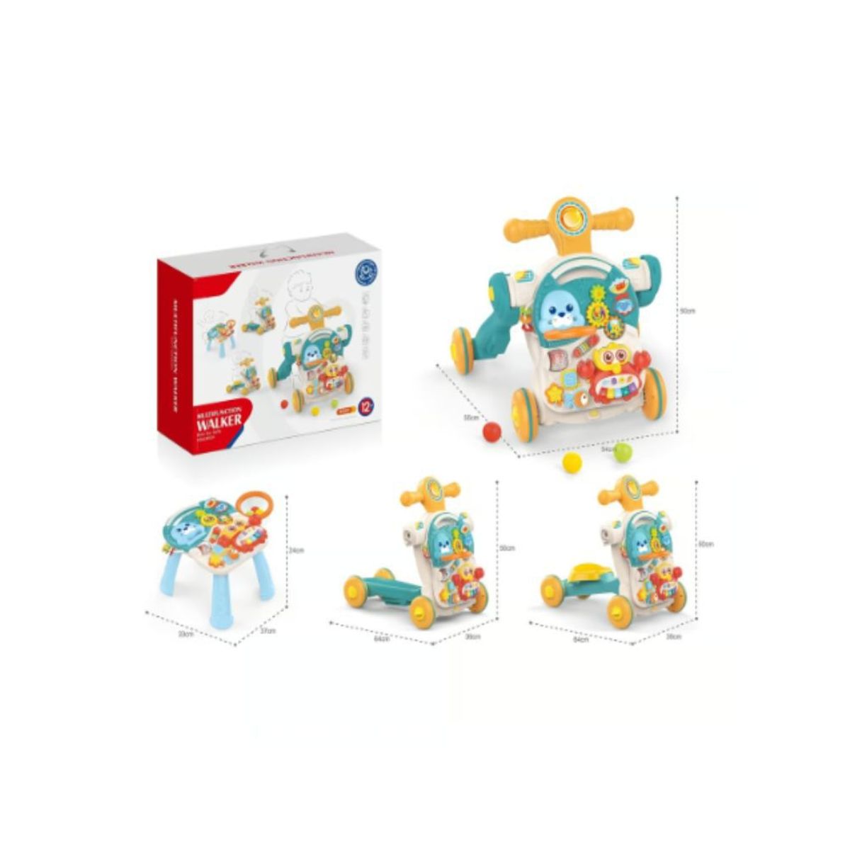 HUANGER - Andador Multifuncional  4 en 1 Azul