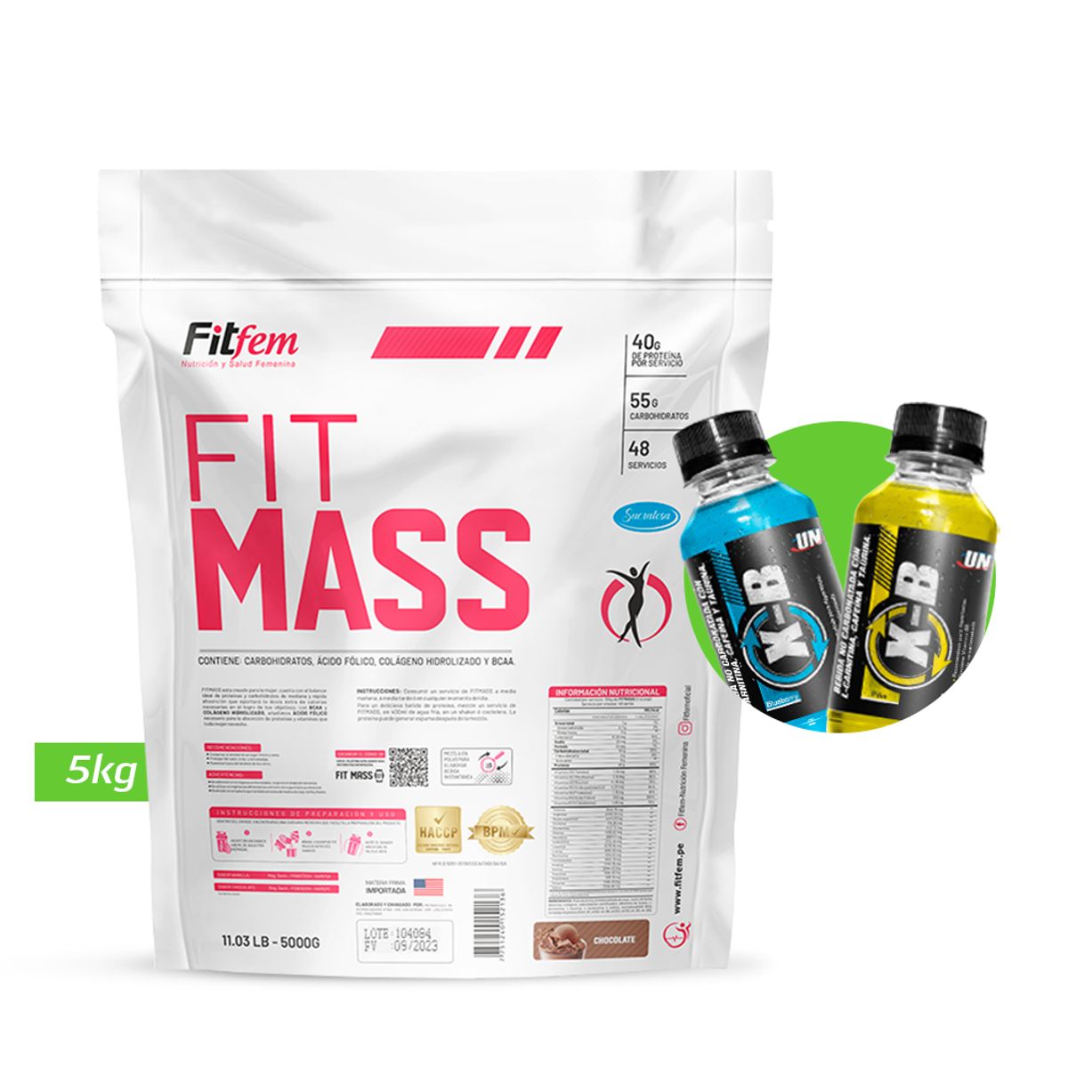 UNIVERSE NUTRITION - FIT MASS 5GK GANADOR DE MASA FITFEM Chocolate + REGALO