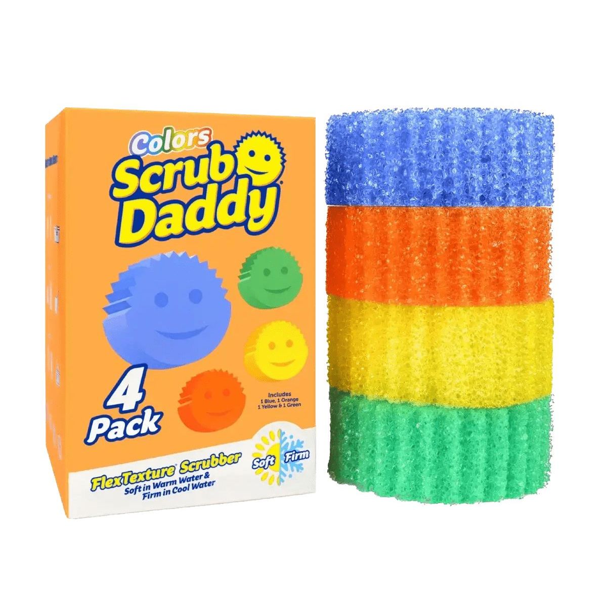 SCRUB DADDY - Esponja Scrub Daddy Colors pack de 4 piezas