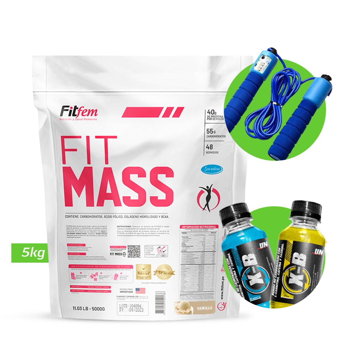 UNIVERSE NUTRITION - FIT MASS 5GK GANADOR DE MASA FITFEM Vainilla + REGALO