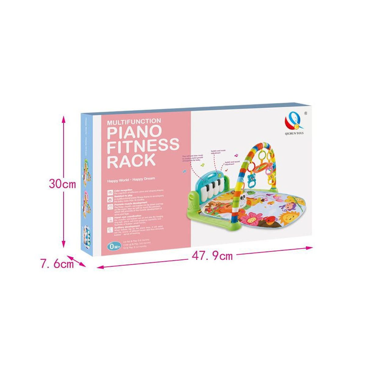 GENERICO - GIMNASIO DE BEBE CON PIANO PARA PATEAR 3 EN 1 ROSADO