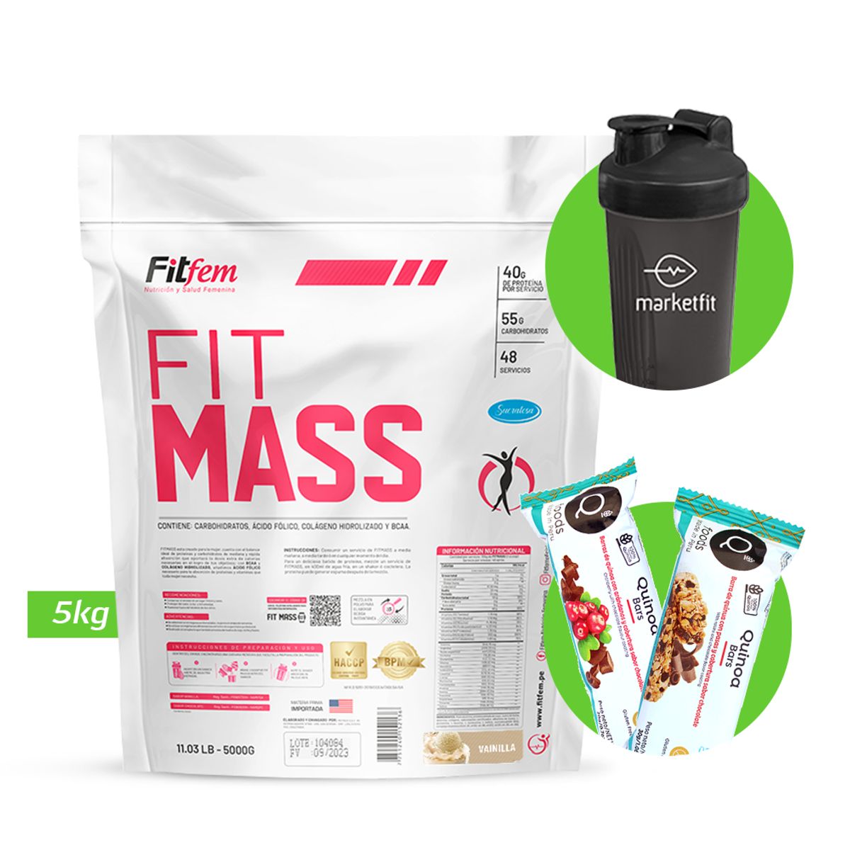 UNIVERSE NUTRITION - FIT MASS 5GK GANADOR DE MASA FITFEM Vainilla + REGALO
